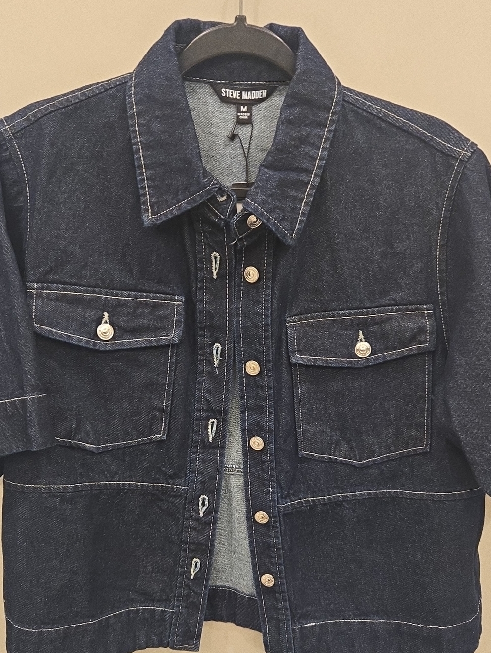 NWT Women's Steve Madden Navy Blue Denim Shirt Jacket. Size Medium.